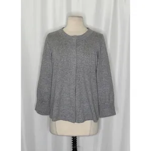 AQUA Silk Cashmere Cardigan Sweater Snap Front 3/4 Sleeve Knitwear Large thumbnail 2