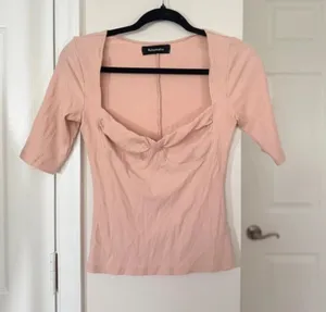 Reformation Pale Blush Ribbed Bustier-Style Tee thumbnail 1