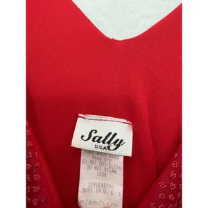 Vintage Y2K Red Beaded Asymmetrical Hem Midi Dress Medium Fairy Whimsigoth 90s thumbnail 5