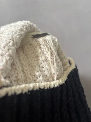 Free People Black & White Textured Turtleneck Sweater thumbnail 4
