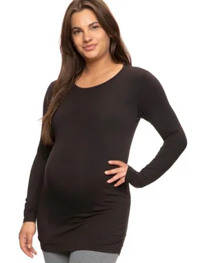 Felina Black Side Shirred Maternity Tee Small thumbnail 1