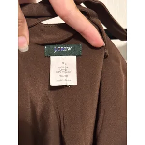 J.Crew‎ Chocolate Brown 100% Silk Crisscross Back Minimalist Dress Fit and Flare thumbnail 5