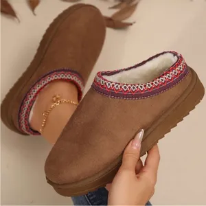 Cozy Tan Slip-On Shoes with Red Trim size 37/6.5-7 thumbnail 2