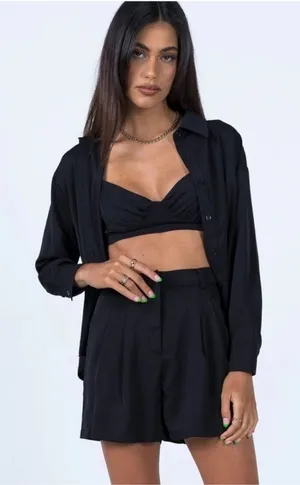 Princess Polly Kaitlyn Set Black Shorts Size 2 thumbnail 1