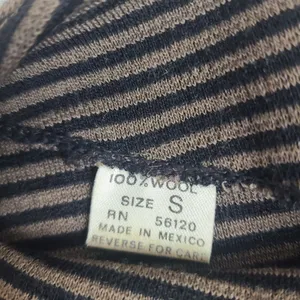 Pom Pom Frank Owen Vintage Sweater Wool Leather Batwing Sleeve‎ Brown Black Sz S thumbnail 3