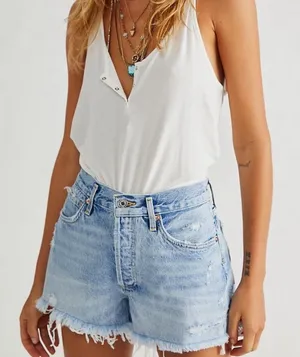 AGOLDE Parker High Waisted Denim Distressed Shorts thumbnail 1