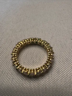 Gold Crystal Eternity Band Ring - Clear Stones thumbnail 3