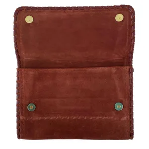 La Maroquinerie Sézane Brown Suede Leather Snap Pouch Purse Clutch Wristlet OS thumbnail 3