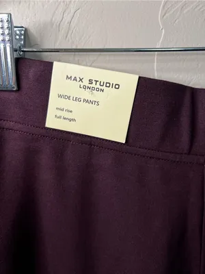 Max Studio London Wide Leg Pull On Burgundy Comfy Pants NWT M thumbnail 12