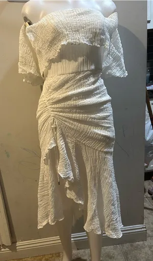 C/MEO Collective White Strapless Ruched Midi Dress thumbnail 1