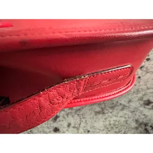 Vintage Burberrys Red Leather Shoulder Bag Crossbody Embossed Logo Crest Rare thumbnail 9