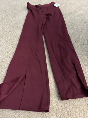 d23 office comfy Casual burgundy size medium pants split on front cute Red thumbnail 2