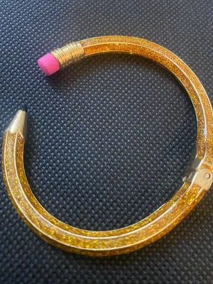Betsey Johnson Gold Pencil-Style Bangle Bracelet with Pink Accent thumbnail 5
