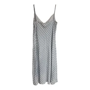 Michael Kors Blue White Striped V-Neck Midi Slip Dress Romantic Casual thumbnail 4