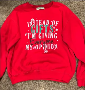 Wound Up Women’s Red Holiday Graphic Sweatshirt - I'm Giving Everyone My Opinion thumbnail 1