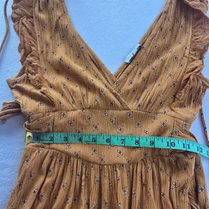 Patrons of Peace Mustard Yellow Floral Wide Leg Boho‎ Jumpsuit Small KS18387T thumbnail 8