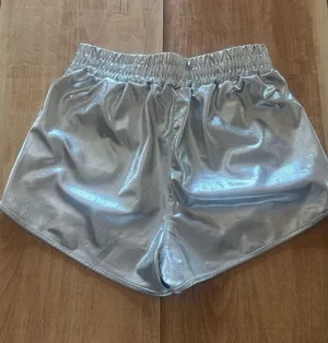 Pesion Silver Metallic Athletic Shorts‎ Womens Small Shiny Rave Festival Dance thumbnail 1