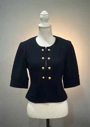 Black LOFT Cropped Double Breasted Jacket Size S EUC thumbnail 1