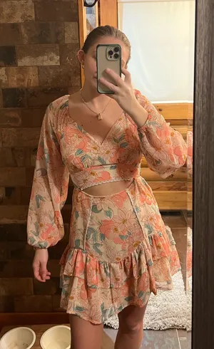 Floral wedding guest mini dress Pink thumbnail 1
