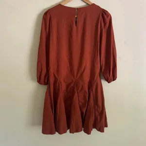 En Saison Fall Itzel Boho Embroidered Rust Orange Mini Dress Size Small thumbnail 6