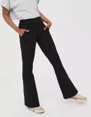 Aerie Offline Black Fold-over Leggings Performance Gym Athleisure Extra Small thumbnail 1