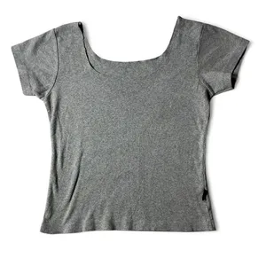 Gray First Lady‎ Short Sleeve Scoop Neck Top Tee Basic Casual thumbnail 1