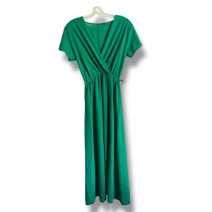 Boohoo Womens Dress Emerald Green Faux‎ Wrap Maxi Dress Short Sleeve NEW thumbnail 5