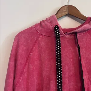 Torrid Plus Classic Fit Cozy Fleece Distressed Pink Drawstring Raglan Hoodie thumbnail 8