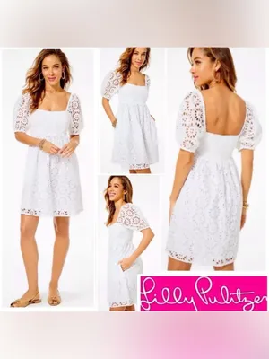 Lilly Pulitzer Kay Dress Resort White Cotton Size 12 thumbnail 2