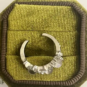 Cat Eye Gorgeous Sparkling Gemstones Stainless Steel Silver Open Band Size 6 thumbnail 3