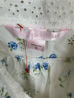 Victoria’s Secret Y2K Floral Eyelet Babydoll Cami White Blue Coquette Small thumbnail 4