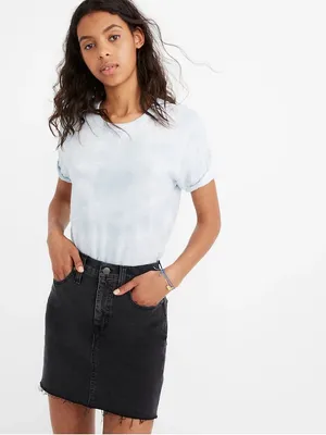 $80 NWOT Madewell Stretch Denim Straight Mini Skirt in Ashcraft Wash: Raw-Hemmed thumbnail 2