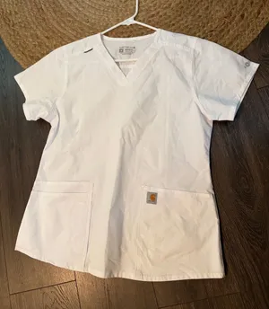 Carhartt White Women's V-Neck Medical Scrub Top thumbnail 1