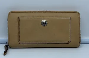 Coach tan and brown leather zip around wallet thumbnail 6