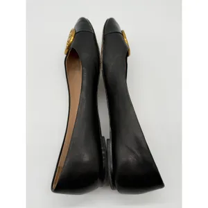Tory Burch Claire Ballet Flats Womens 8.5M Black Gold Medallion Logo thumbnail 3