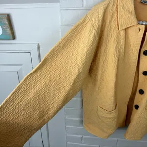 El Huarache Cottons Yellow Textured Button Front 100% Cotton Jacket Size L thumbnail 8