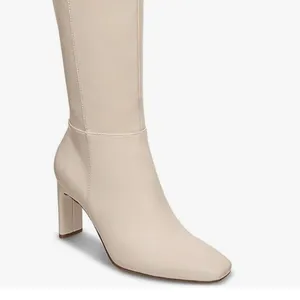 Alfani Womens Tristanne Faux Leather Tall Knee-High Boots Ivory 10M Bone Smooth thumbnail 2