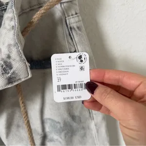 NWT Free People We The Free Geranium Slouchy Straight Jeans Patchwork Fields Fog thumbnail 9