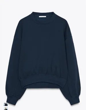 ZARA basic fleece sweatshirt navy  thumbnail 1