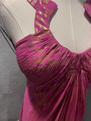 🌺Aiden Mattox Pink And Gold Grecian Maxi Dress Size 10🌺 thumbnail 3