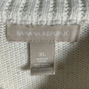 Banana Republic Cream Ribbed Knit Sweater Size XL Cotton Blend Metallic Accents‎ thumbnail 5