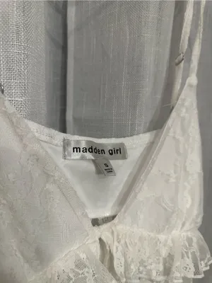 Madden Girl White Lace Ruffle Tie-Front Maxi Top Duster Small Boho Coquette thumbnail 9
