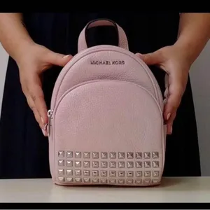 Michael Kors Abbey Studded Pink Pebble Leather Mini Backpack thumbnail 1