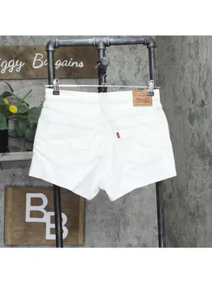 Levis Womens 501 Original Shorts Button Fly Jean Jorts Disco Nights White 30 thumbnail 2