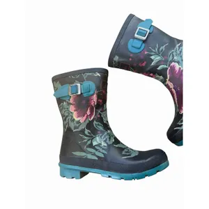Joules Womens Molly Welly Rainboots Blue Floral Pattern Pink Floral Rain Boots 7 thumbnail 12
