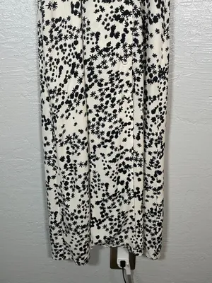 Whistles Women 4 White Black Floral Print Maxi Dress Button Front Ruffle Summer thumbnail 2