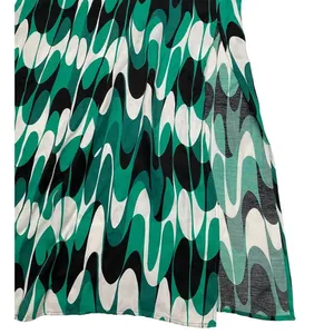 Zara Green Abstract Geometric Wavy Print Midi Dress XS‎ Crisscross Back 9878/173 thumbnail 4