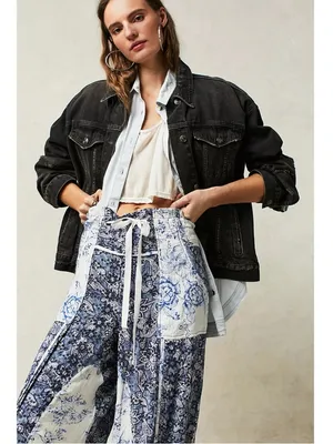 Free People Bohemian Cottage Embroidered Floral Sweet It Is Wide Leg Pants Large thumbnail 4