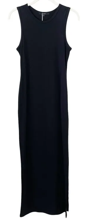 Quince Tencel Jersey Tank Maxi Dress Black Size Small Minimalist Side Slit thumbnail 1