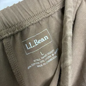 L.L.Bean Brown Elastic Waistband Stretch Pants Cotton Lycra Womens Large thumbnail 5